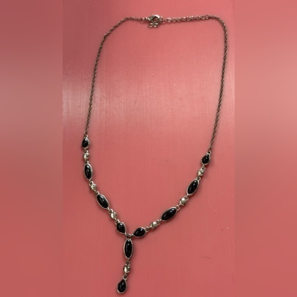 Obsidian Black and Silver Necklace 🌟